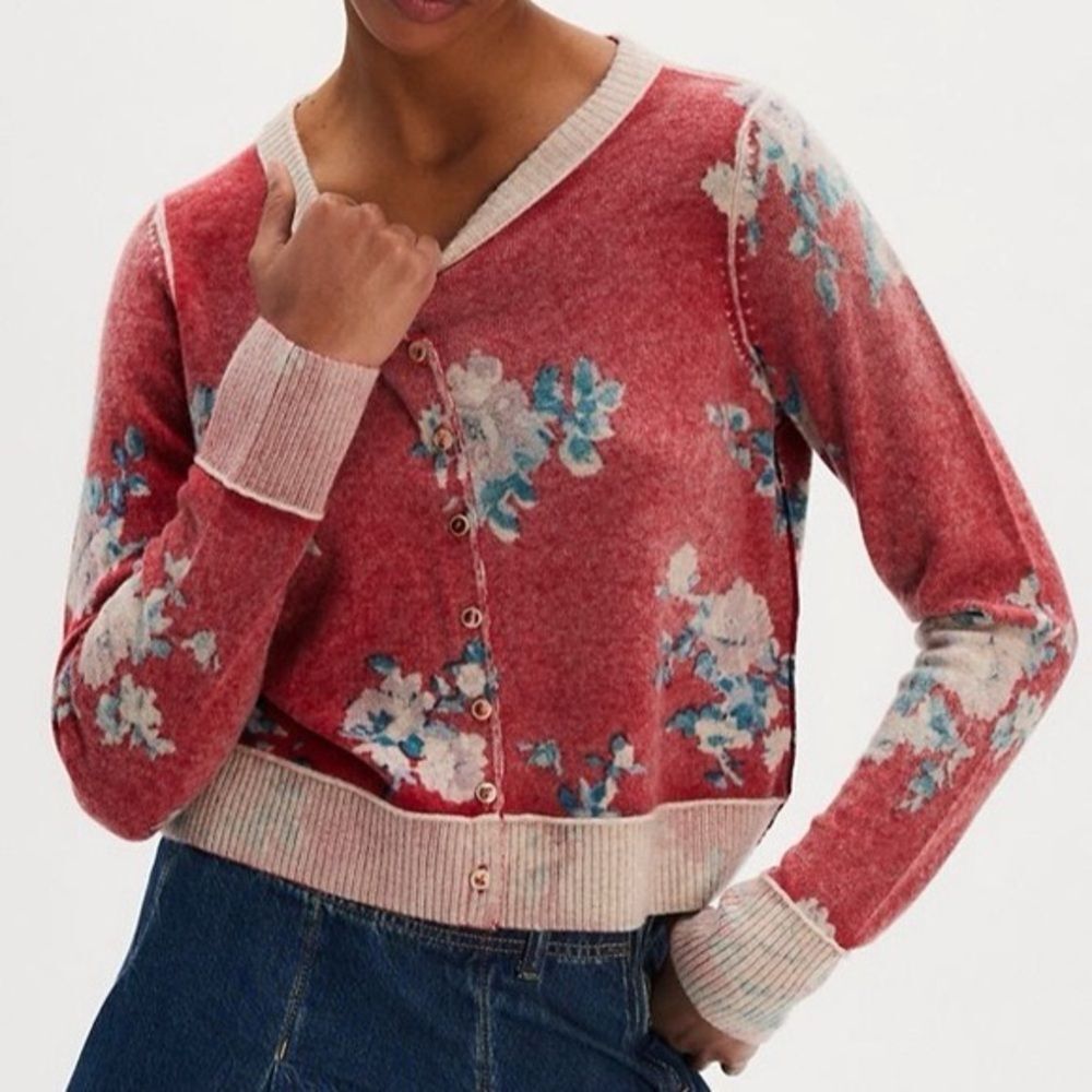 New Free People Nocturnal Patterned Cashmere Cardi Size S